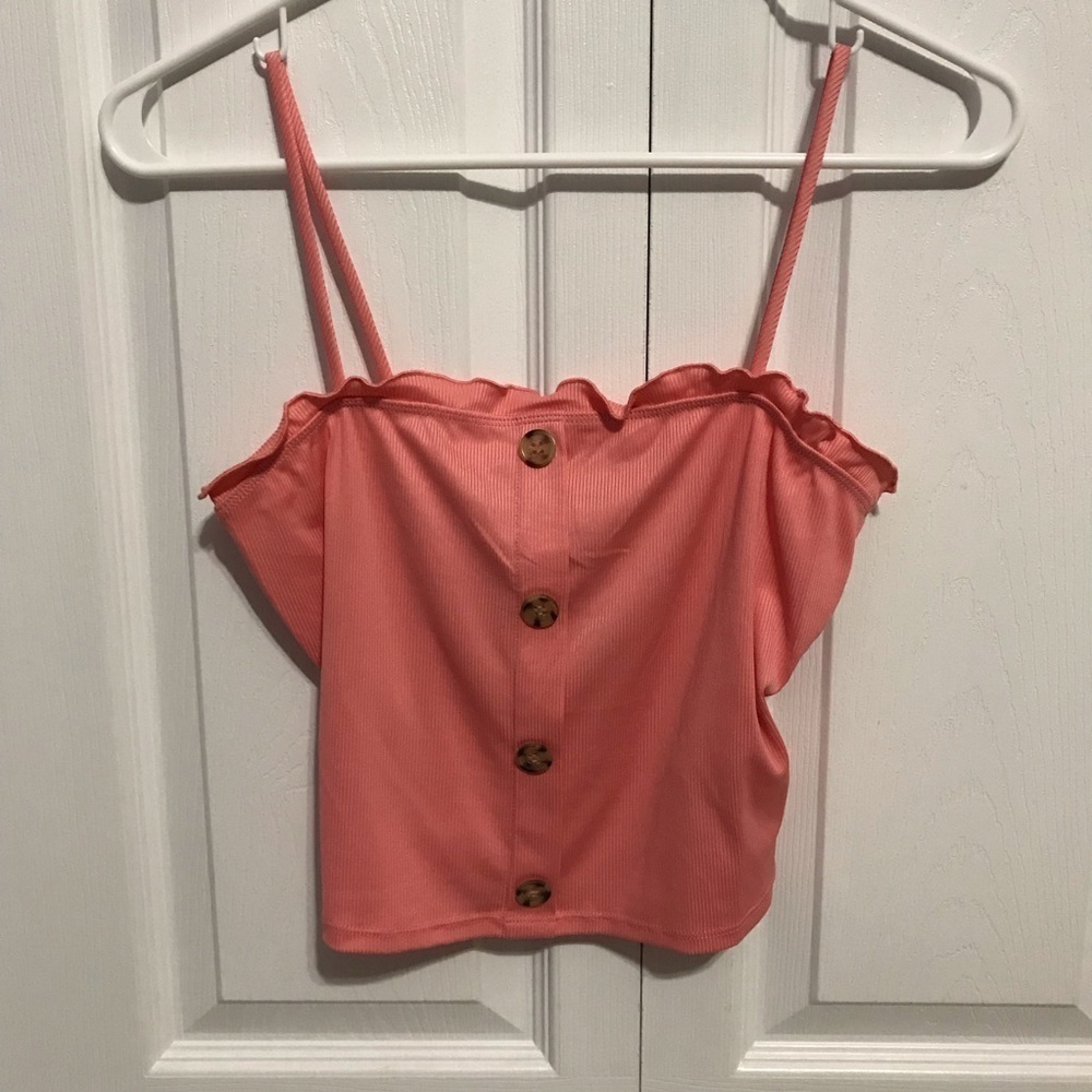 NWT Love J Baby Pink Ruffled Crop Top - Picture 2 of 9